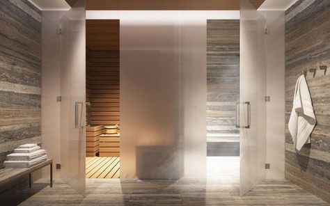 Hot Tub Decor, Tub Decor, Nyc Condo, Sauna Steam Room, Fireplace Garden, Sauna Design, New York Homes, Spa Design, Spa Room