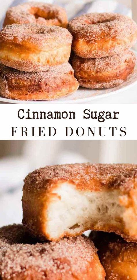 Easy Cinnamon Donuts Recipe, Cinnamon Sugar Doughnut Recipe, Quick Donut Recipe Fried, Fry Cakes Donut Recipes, Fried Doughnuts Recipe, Homemade Fried Donuts Recipes, Easy Fried Donuts Recipes, Donut Recipes Fried, Fried Doughnut Recipe Easy