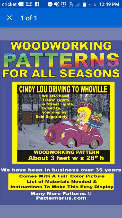 Christmas Woodworking, Woodworking Plans Patterns, Yard Art Crafts, Whoville Christmas, Making Patterns, Christmas Yard Art, Woodworking Patterns, Christmas Play, Cindy Lou