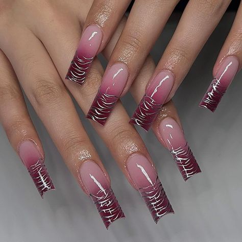 Tapered Square Nails, Square Nail Designs, Gel Nails Diy, Dope Nail Designs, Burgundy Nails, Striped Nails, Nail Swag, Square Acrylic Nails, Luxury Nails