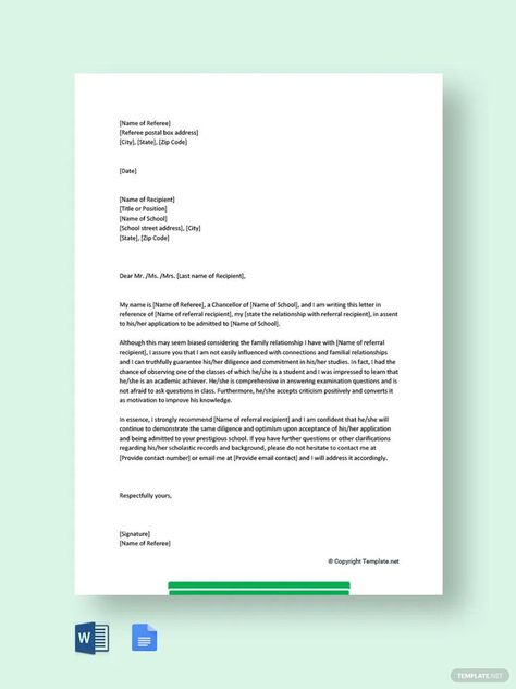 Family Reference Letter for School Application Template Application Letter For Teacher, Family Reference, Application Letter Template, Application Template, Photo School, Background Reference, Application Letter, Reference Letter Template, School Application