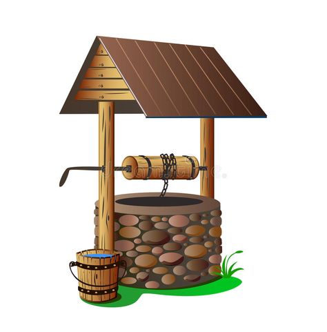 With clean water well royalty free illustration Health Communication, Water Well Drilling, Well Drilling, Water Well, Background Illustration, Free Illustrations, Clean Water, Bird House, White Background