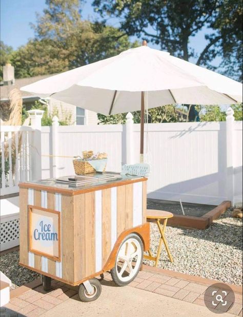 Ice Cream Cart Wedding, Beach Ice Cream Shop, Ice Cream Cart Design, Diy Ice Cream Cart, Popsicle Cart, Beach Micro Wedding, Ice Cream Trailer, Ice Cream Carts, Ice Cream Beach