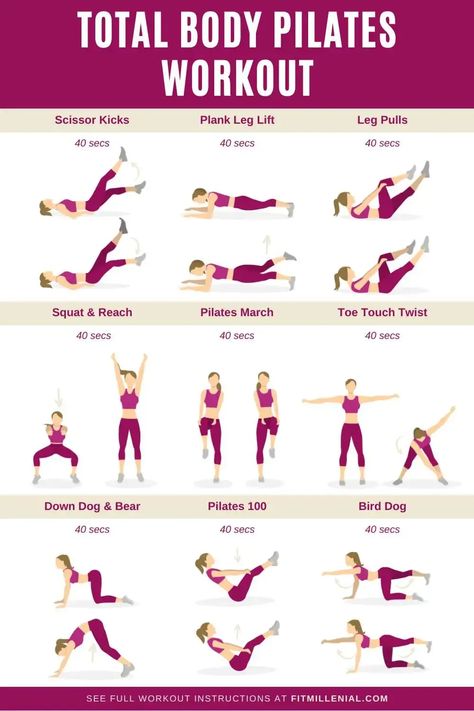 Full body HIIT pilates workout for Women Somatic Pilates Plan, Exercises To Tone Body For Women, Pilates Workout 30 Minute, 30 Minute Pilates Workout At Home, Pilates And Yoga Workout Plan, Weight Pilates Workout, Full Pilates Workout, Pilates Workout Full Body Fitness, Pilates Toning Workout