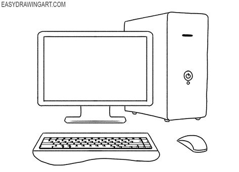 how to draw a computer cartoon Draw A Computer, Computer Sketch, Pc Drawing, Computer Cartoon, Experiments Kids, Computer Drawing, Micro Computer, Computer Shop, Drawing Lesson