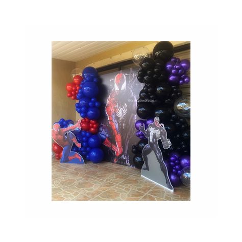 Spider Man Vs Venom Birthday Party, Venom Birthday Party, Spider Man Vs Venom, Venom Birthday, Spiderman And Venom, Crafty Decorator, Birthday Balloon Arch, Party City Balloons, Spider Man Venom