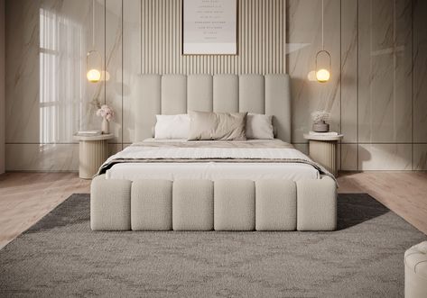 Polsterbett Andorf Tuffed Bed, Beige Bed, Luxurious Bedroom, Bedroom Headboard, Dream Apartment, Luxurious Bedrooms, New Room, Modern Bedroom, Boutique Hotel