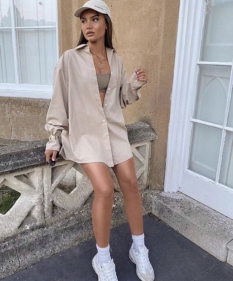 Hollow Sweater, Oversize Outfit, Outfit Oversize, Polo Outfit, Outfit Mujer, Button Long Sleeve, Elegante Casual, Jumpsuit With Sleeves, Outfits Casuales