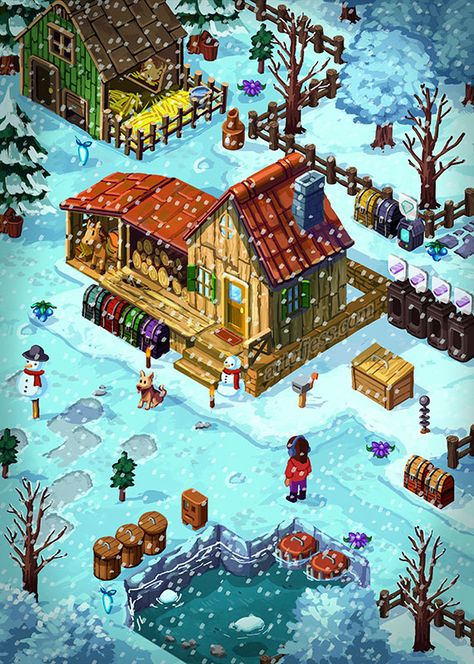 Stardew Valley Fan Art, Stardew Valley Layout, Stardew Valley Fanart, Jessica Smith, Farm Art, Camping Games, Winter Is Here, Stardew Valley, Artist On Instagram