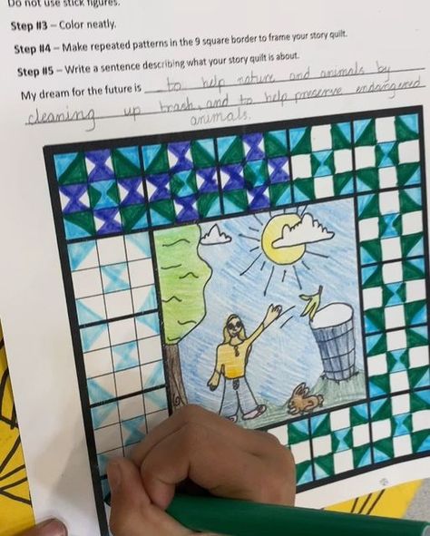 Tracy Boberg Nichols on Instagram: "Faith Ringgold’s story quilts and story book Tar Beach is the inspiration for these ‘Hope for the future’ story quilt designs with my 3rd graders. This lesson and template are available in my TPT Teachers Pay Teachers shop. See link in my bio. . . . #3rdgradeart #kidsart #kidsartclass #kidsactivityideas #kidscraftideas #artprojectsforkids #artprojects #artlessonsforkids #artlessons #homeschoolart #homeschool #artteachersofinstagram #kidsartclass #artcurricu Faith Ringgold Story Quilt Art Lesson, Faith Ringgold Art Lesson, Faith Ringgold Art, Tar Beach, Story Quilts, Story Quilt, Faith Ringgold, Art Plan, Art Lessons Middle School