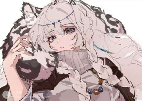 Anime Snow, Female Monster, Art Base, Snow Leopard, Character Creation, White Hair, Fantasy Character Design, Character Design Inspiration, Character Concept