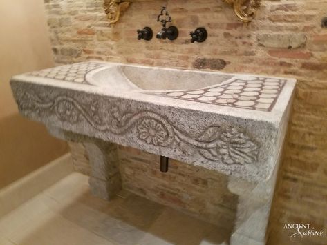 Delving into the Details: The Technical Brilliance of Antique Limestone Sinks by Ancient Surfaces Vintage Sinks, Antique Stone Sink, Limestone Sink, Stone Sinks, Vintage Sink, Antique Stone, Stone Sink, Restaurant Interior, Aesthetically Pleasing