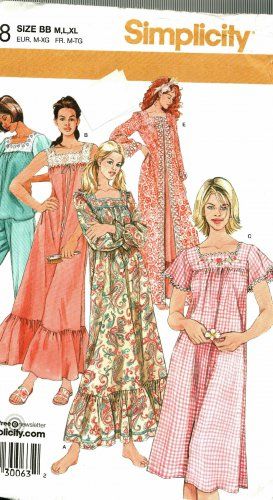 Pajamas Robe, Nightgown Pattern, Women's Sewing Pattern, Pajama Pattern, Womens Sewing Patterns, Simplicity Sewing, Nightgowns For Women, Couture Vintage, Simplicity Sewing Patterns