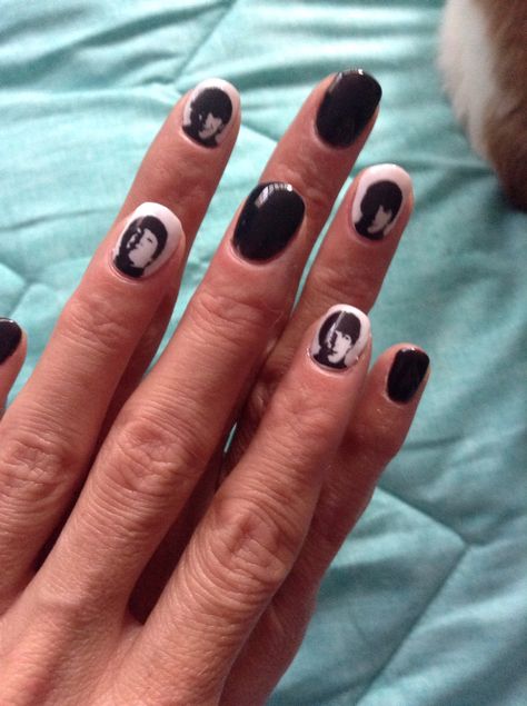 Beatles nails Beatles Nail Art, Beatles Nails, Night Nails, Hard Days Night, Body Ideas, Beatles Band, Band Nails, Hard Days, Dream Nails