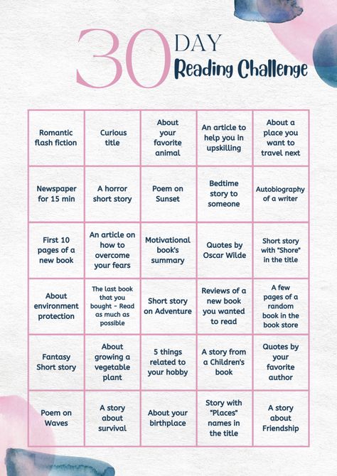 30-Day Reading Challenge - Read it out - Thirty Darts 30 Day Book Challenge Reading, 30 Days Reading Challenge, 30 Day Flash Fiction Challenge, Ya Reading Challenge, 30 Day Reading Challenge, 30 Day Book Challenge, Vocabulary Challenge, 2023 Writing, Reading Checklist