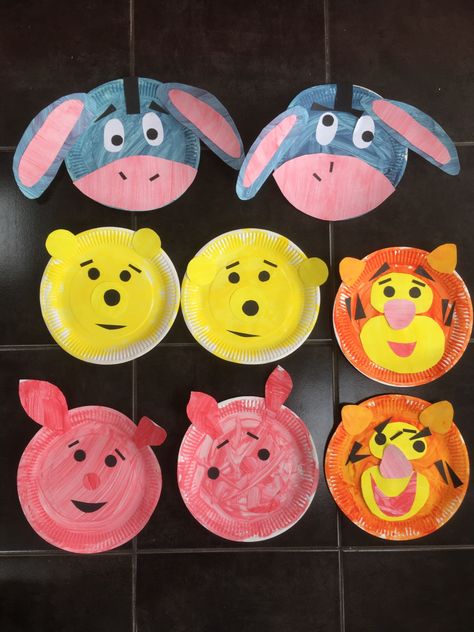 Disney Paper Plate Crafts, Winnie The Pooh Activities For Toddlers, Plates Crafts, Winnie The Pooh Day, Infant Crafts, Disney Crafts For Kids, Paper Plate Craft, Winnie The Pooh Themes, Daycare Room