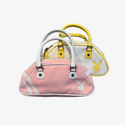 Vintage Bowler Bag | Y2K Sporty Bag | Sporty Aesthetic | Playboy Bag | Vintage Playboy Bag | Pink Bag | Yellow Bag Y2k Sporty, Dollhouse Vintage, Sporty Aesthetic, Bowler Bag, Bag Y2k, Fashion Mood Board, Bag Vintage, Girls Bags, Spring 2024