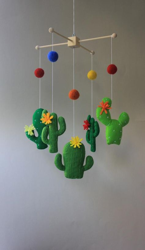 Cactus decor cactus mobile cacti mobile cactus nursery baby | Etsy Cactus Mobile, Modern Crib Mobile, Safari Baby Shower Decorations, Safari Mobile, Pretty Porches, Cactus Nursery, Mobile Safari, Diy Crib, Best Baby Toys