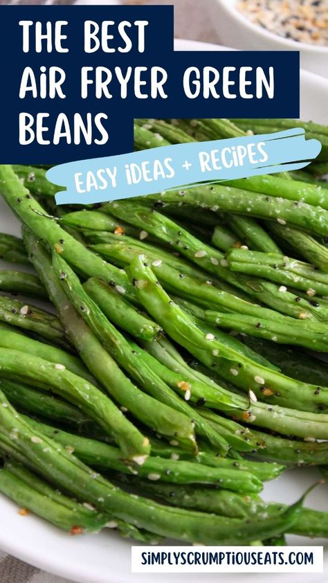 Make this quick and easy air fryer green bean side dish in only 5 minutes. Seasonged with everything but the bagel seasoning for a perfect tender yet crisp grean bean. Crispy Air Fried Green Beans, Air Fryer French Green Beans, Air Fry Fresh Green Beans, Green Beans Air Fryer Crispy, Air Fryer String Beans, Airfry Green Bean Recipes, Air Fryer Roasted Green Beans, Airfryer Green Beans Recipes, Parmesan Green Beans Air Fryer