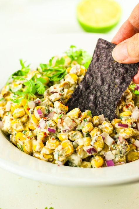 Cottage Cheese Mexican Street Corn Salad | Cottage Cheese Recipes Salad Cottage Cheese, Green Olive Salad, Street Corn Salad Recipe, Veg Tacos, Olive Salad Recipe, Mexican Street Corn Salad Recipe, Corn In A Cup, Cottage Cheese Salad, Street Corn Salad