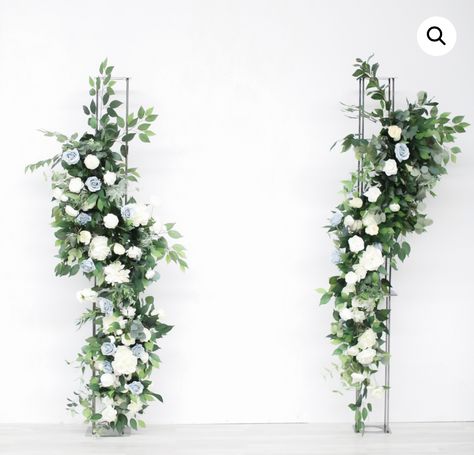 greenery wedding, white flowers, ceremony structure Deconstructed Arch, Floral Columns, Backdrop Easy, Backdrop Rental, Coin Photo, Floral Runner, Venue Decor, Ceremony Flowers, Theme Color