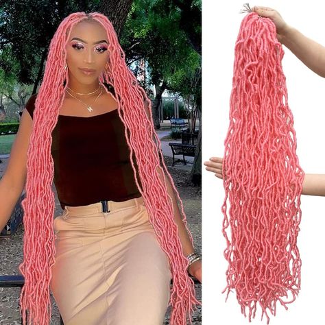 Crochet Braids Hairstyles, Braid In Hair Extensions, Faux Locs, Wig Accessories, Crochet Braids, Crochet Hair Styles, Protective Styles, Locs, Soft Pink