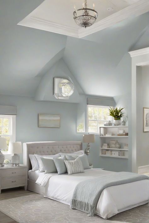 Step into a serene bedroom sanctuary with Benjamin Moore's Gray Wisp (1570) as we explore daily interior designer routines to create a tranquil space. #Ad #homedecor #homedesign #wallpaints2024 #Painthome #interiorarchitecture Wall Colors Green Living Room Colors Bright Living Room Colors Apartment Renovation Living room Remodeling Modern Paint Colors 2024 Blue Gray Paint Colors Bedroom, Gray Wisp, Colorful Living Room Bright, Renovation Living Room, Bedroom Paint Colors Grey, Paint Colors 2024, Benjamin Moore Bedroom, Blue Gray Bedroom, Modern Paint Colors