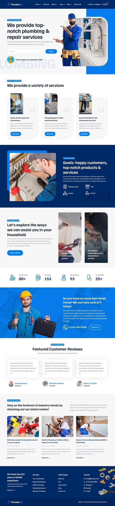 PlumberKit - Plumbing Services Elementor Template Kit Webpage Design Layout, Plumbing Business, Web Design Websites, Ui Design Dashboard, Ui Design Website, Business Website Design, Plumbing Services, Creative Web Design, Plumbing Repair