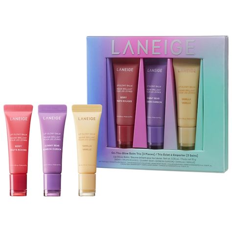 On-the-Glow Lip Balm Trio - LANEIGE | Sephora Laneige Glowy Balm, Vanilla Laneige, Laneige Set, Sephora Sets, Sephora Items, Laneige Lip Balm, Lip Glowy Balm, Glow Balm, Holiday Lip