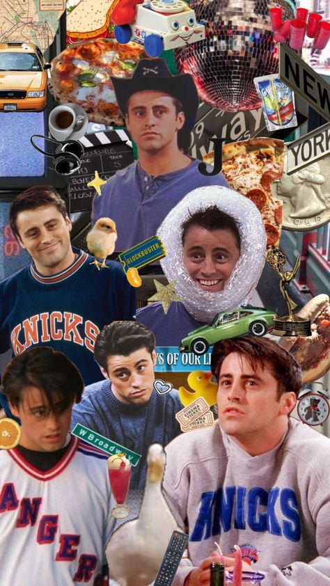 Joey Friends Aesthetic, Friends Joey Wallpaper, Friends Collage Wallpaper, Joey From Friends, Friends Joey, Joey And Phoebe, Friends Collage, Chandler Friends, Joey Friends