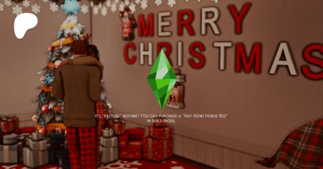 Sims Christmas | Loading Screens | Sims 4 | Sleepy's Realm Sims 4 Loading Screen Cc Christmas, Sims 4 Christmas Loading Screen, Horse Bedding, Christmas Loading, Dark Green Aesthetic, Green Aesthetic, The Sims, Christmas Spirit, Sims 4