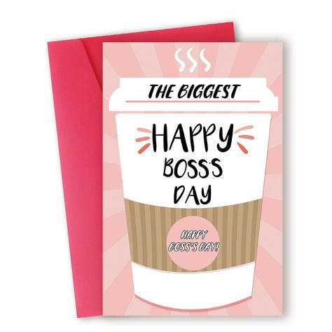 PRICES MAY VARY. Happy Boss's Day Card: such a great card will raise smiles from everybody when opened it. Funny Card for Boss: this card printed on hilarious words to give your boss a big smile. Premium Quality: Cards are printed on recycled 300gsm linen card stock for a luxury feel. Package Include: the 8 x 5.3inches / 20.5 x 13.5cm greeting card sturdy red matching envelope. Blank Inside: leaving plenty of room for your personal message, show your love to the special one. Boss Day Cards, Bosses Day Cards, Employee Thank You, Happy Boss's Day, Boss Humor, The Special One, Boss' Day, Appreciation Cards, Gifts For Boss