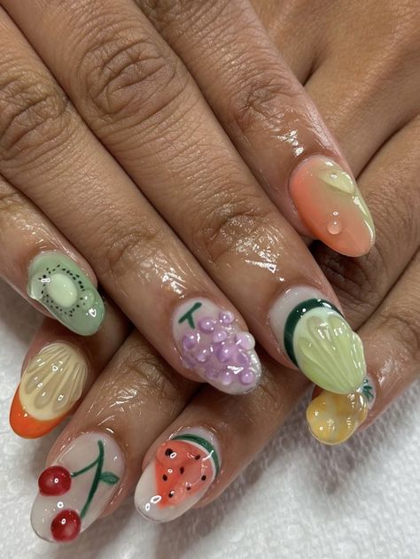 😋fruit salad served by @sierrarenas on ig! Fruit Salad Nails, Japan Vibes, Nails French Tip, Nails French, French Nails, Fruit Salad, Nail Inspo, Salad, Japan