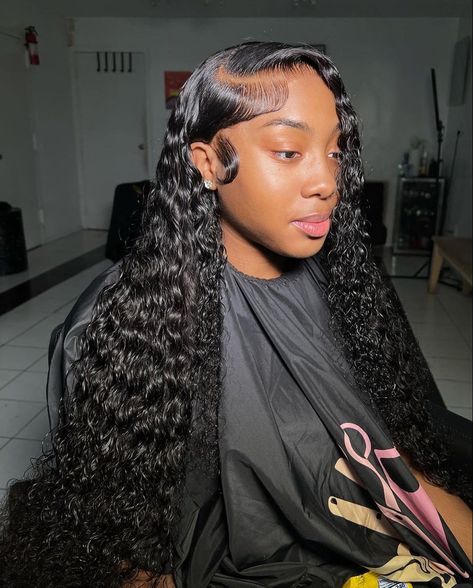 Side Part Frontal Deep Wave, Deep Wave Side Part, Affordable Lace Front Wigs, Wigs Styles, Long Natural Curly Hair, Birthday Style, Frontal Wig Hairstyles, Natural Curly Hair, Frontal Hairstyles