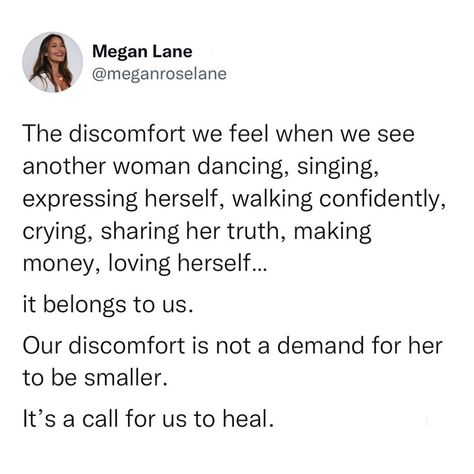 Megan Lane. Spiritual Mentor 💫 on Instagram: “If you demand other women dilute their self expression so that you feel more comfortable in your smallness, then you got shit to address…” Megan Rose, Spiritual Mentor, How To Believe, Self Expression, Healing Quotes, Self Love Quotes, Life Advice, Self Improvement Tips, Note To Self