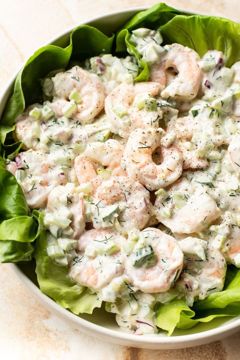 This classic cold shrimp salad has the most incredibly flavorful zesty dressing! It's great for easy lunches or entertaining. Cold Shrimp Salad Recipes, Shrimp Salad Sandwich, Cold Shrimp, Salt And Lavender, Shrimp Salad Recipe, Prawn Salad, Shrimp Salad Recipes, Chicken And Shrimp, Seafood Salad