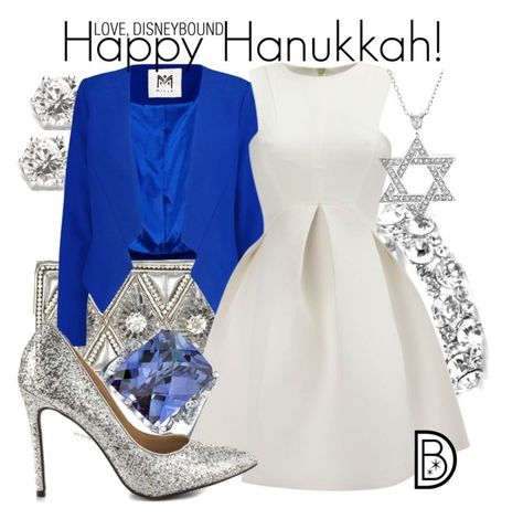 Happy Hanukkah! by leslieakay on Polyvore featuring polyvore, fashion, style, Milly, Penny Loves Kenny, H&M, Oravo, Hanukkah, disneybound and holidaystyle Hanukkah Outfits, Disney Bound Outfits, Disney Inspired Outfits, Stitch Fix Outfits, Casual Cosplay, Movies Outfit, Groundhog Day, Disney Dresses, Happy Hanukkah