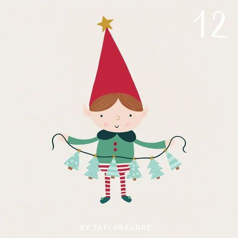 .·:*¨*:·. Whimsy Advent .·:*¨*:·.  Tati Abaurre Elf Doodle, Elf Illustration, Christmas Instagram Pictures, Christmas Competitions, Christmas Tree Craft, Christmas Instagram, Illustration Christmas, Picture Tree, Tree Craft