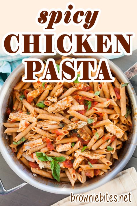 spicy chicken pasta recipe Chicken Whole Wheat Pasta Recipes, Wheat Pasta Recipes, Spicy Chicken Pasta, Pasta And Chicken, Pan Fried Chicken Breast, Chicken Penne Pasta, Gourmet Meat, Pasta Meals, Wheat Noodles