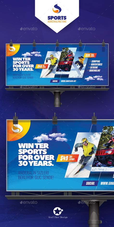 Winter Adventure Billboard Templates by grafilker Winter Adventure Billboard Templates Fully layeredINDDFully layeredPSD300 Dpi, CMYKIDML format openIndesign CS4 or laterCompletely Billboard Banner Design, Billboard Template, Travel Advertising Design, Fb Banner, Car Advertising Design, Ads Banner, Banner Design Inspiration, 광고 디자인, Billboard Design