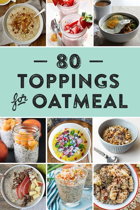 Here are 80 topping ideas for super delicious oatmeal. Whether you like it baked, made overnight or hot off the stove, oatmeal is always a good choice. Try one or more of these sweet and savory oatmeal toppings and mix-ins, from milks and sweeteners to fruits and grains. (via feastandwest.com) Things To Add To Oatmeal, Best Oatmeal Toppings, Oatmeal With Toppings, Oatmeal Bar Ideas, Oatmeal Topping Bar, Oatmeal Add Ins Ideas, Oatmeal Mix Ins, Oatmeal Toppings Bar, Flavored Oatmeal Recipes