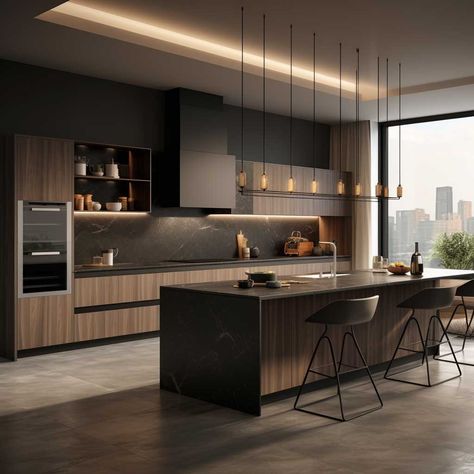 U Shaped Modern Modular Kitchen Delights for Stylish Living • 333+ Images • [ArtFacade] Modular Kitchen Designs, Desain Pantry, U Shaped Kitchen, Brown Kitchens, Modern Kitchen Interiors, Kitchen Concepts, Kitchen Decor Modern, Contemporary Kitchen Design, Kitchen Design Plans