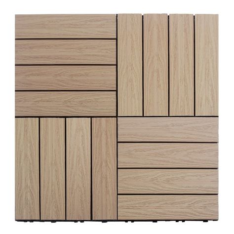 NewTechWood Naturale Composite 12" x 12" Interlocking Deck Tiles in Canadian Maple & Reviews | Wayfair Wood Deck Tiles, Outdoor Deck Tiles, Raised Deck, Interlocking Deck Tiles, Interlocking Tile, Deck Tiles, Casual Furniture, Deck Tile, Brick Exterior House