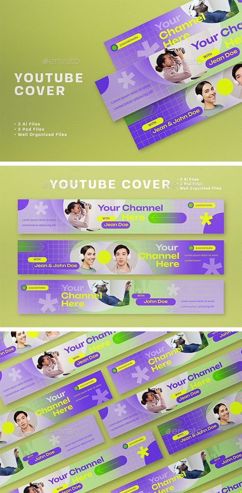 Purple Gradient Alternative Design YouTube Cover - YouTube Social Media Banner Social Media Design, Purple Social Media Design, Gradient Mesh Design, Social Media Infographic Design, Youtube Cover Design, Purple Graphic Design, Gradient Social Media, Gradient Graphic Design, Metaverse Design