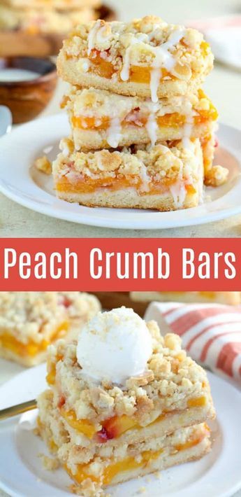 Buttery, crumbly vanilla dough sandwiching a fresh peach filling. Part pie, part crisp, part cobbler - these Peach Crumb Bars are a summer dessert that everyone goes crazy for! #peach #crumble #peachdessert #summerrecipes #peaches Peach Crumb Bars, Peach Filling, Celebrating Sweets, Peach Dessert, Dessert Halloween, Crumb Bars, Peach Dessert Recipes, Dessert Oreo, Sandwich Bar