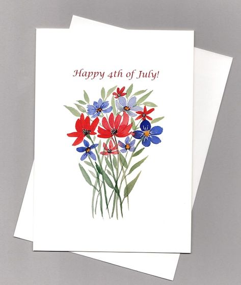 Fourth Of July Watercolor, 4th Of July Watercolor, 4th Of July Cards, Greeting Card Inspiration, Water Coloring, Watercolor Birthday Cards, Paint Flowers, Card Inspo, Card Printing