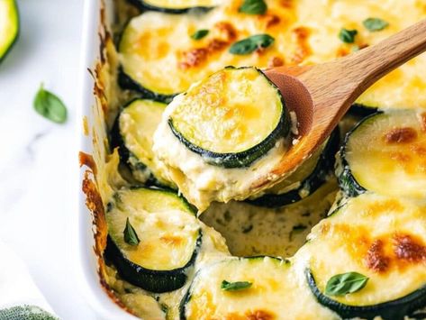 Cheesy Scalloped Zucchini Recipe: A Creamy, Comforting Twist on Classic Veggies - NewsBreak Scalloped Zucchini, Sliced Zucchini, Maple Glazed Carrots, Chicken Wrap Recipes, Zucchini Recipe, Pinwheel Recipes, Breakfast Wraps, Cheesy Sauce, Creamed Spinach