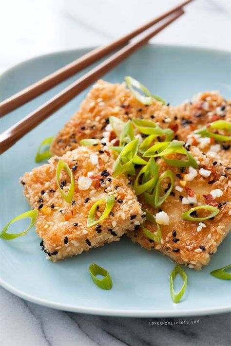 Sesame Crusted Tofu, Best Tofu Recipes, Crusted Tofu, Tofu Dishes, Tofu Recipes, Meatless Meals, Vegan Eating, Vegetarian Dishes, Chopsticks