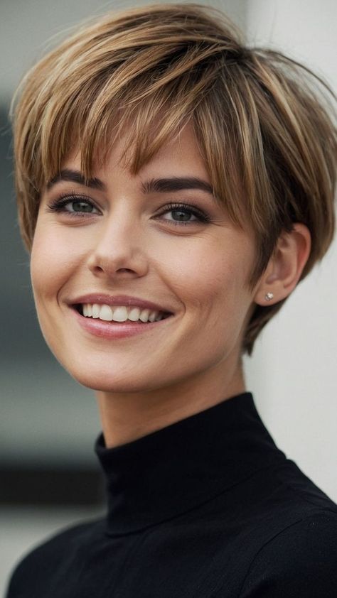 Women With Round Faces, Short Haircut Ideas, Hair Cut Ideas, Picture Day Hair, Short Hair Cut, Hair Color Caramel, Pixie Haircut For Thick Hair, Short Layered, Short Hair Styles For Round Faces