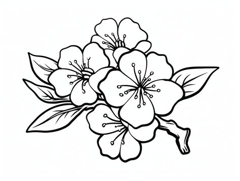 illustration of Sakura flower coloring Cherry Blossom Drawing Simple, Cherry Blossom Coloring Page, Cherry Blossom Outline, Cherry Blossom Drawing, Peaceful Art, Colour Tattoo For Women, Mandala Turtle, Colour Tattoo, Cherry Blossom Tattoo